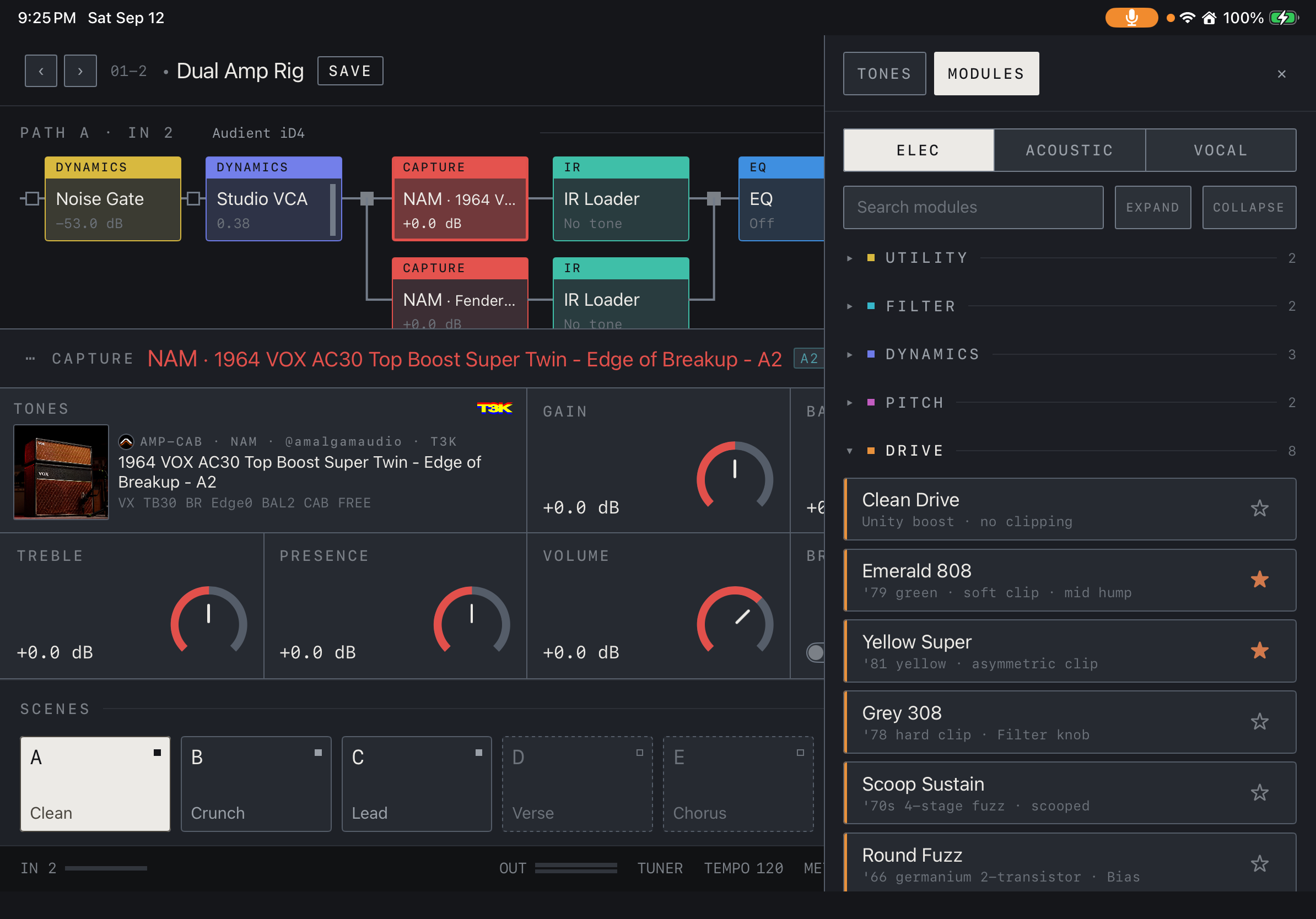 NAM FX — iPad — MODULES · add effects
