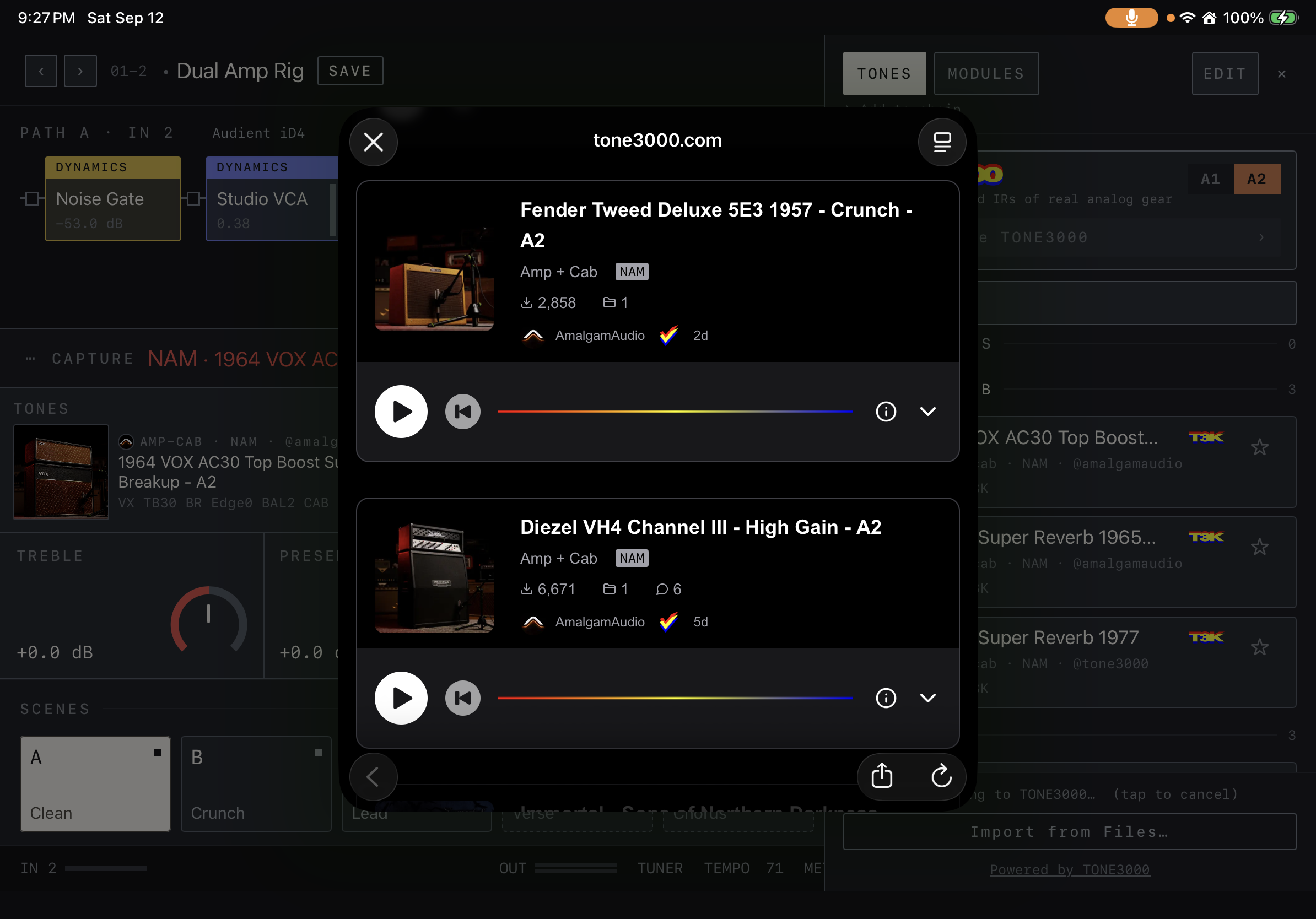 NAM FX — iPad — TONE3000 · browse tones