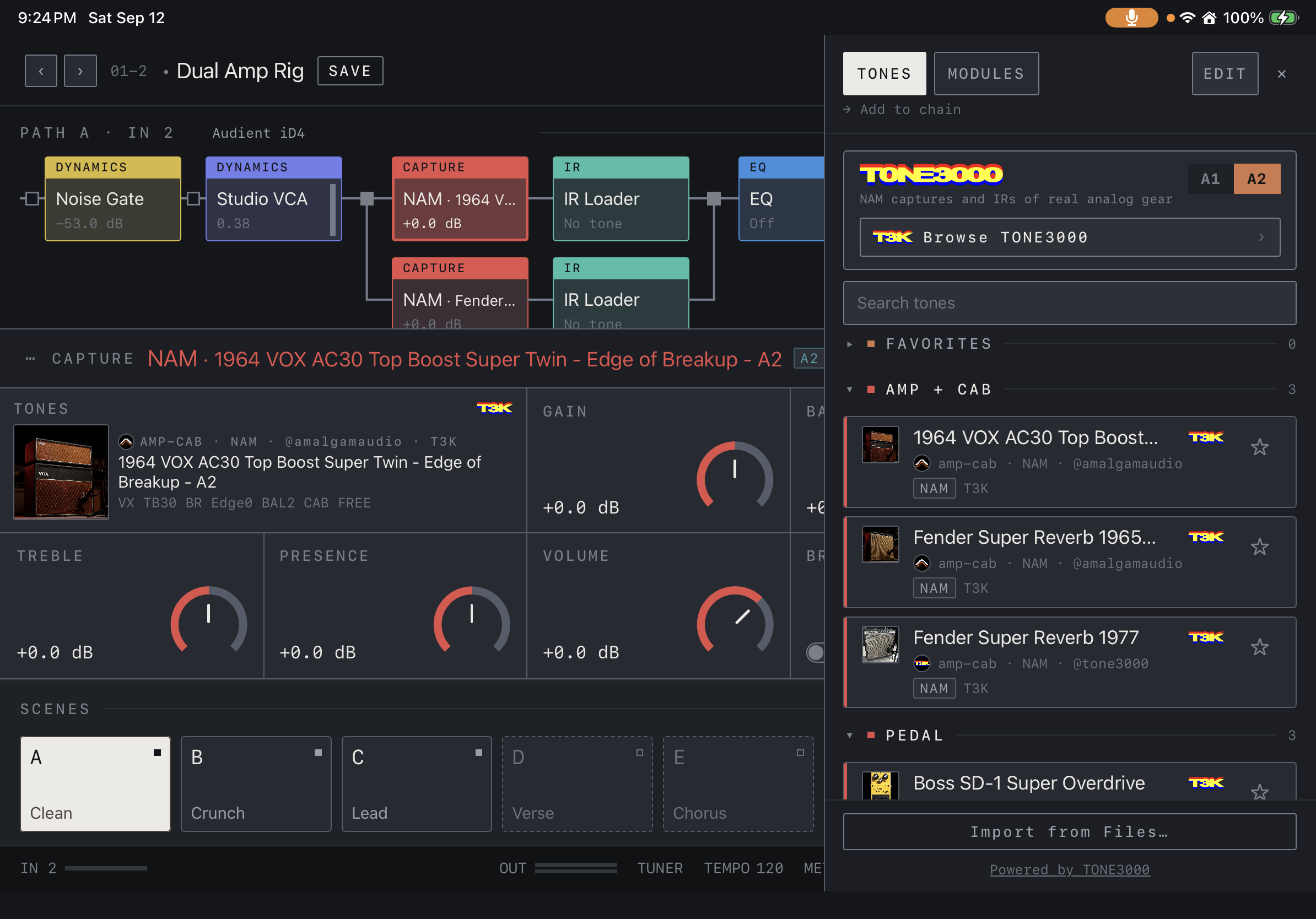 NAM FX — iPad — TONES · NAM / IR library