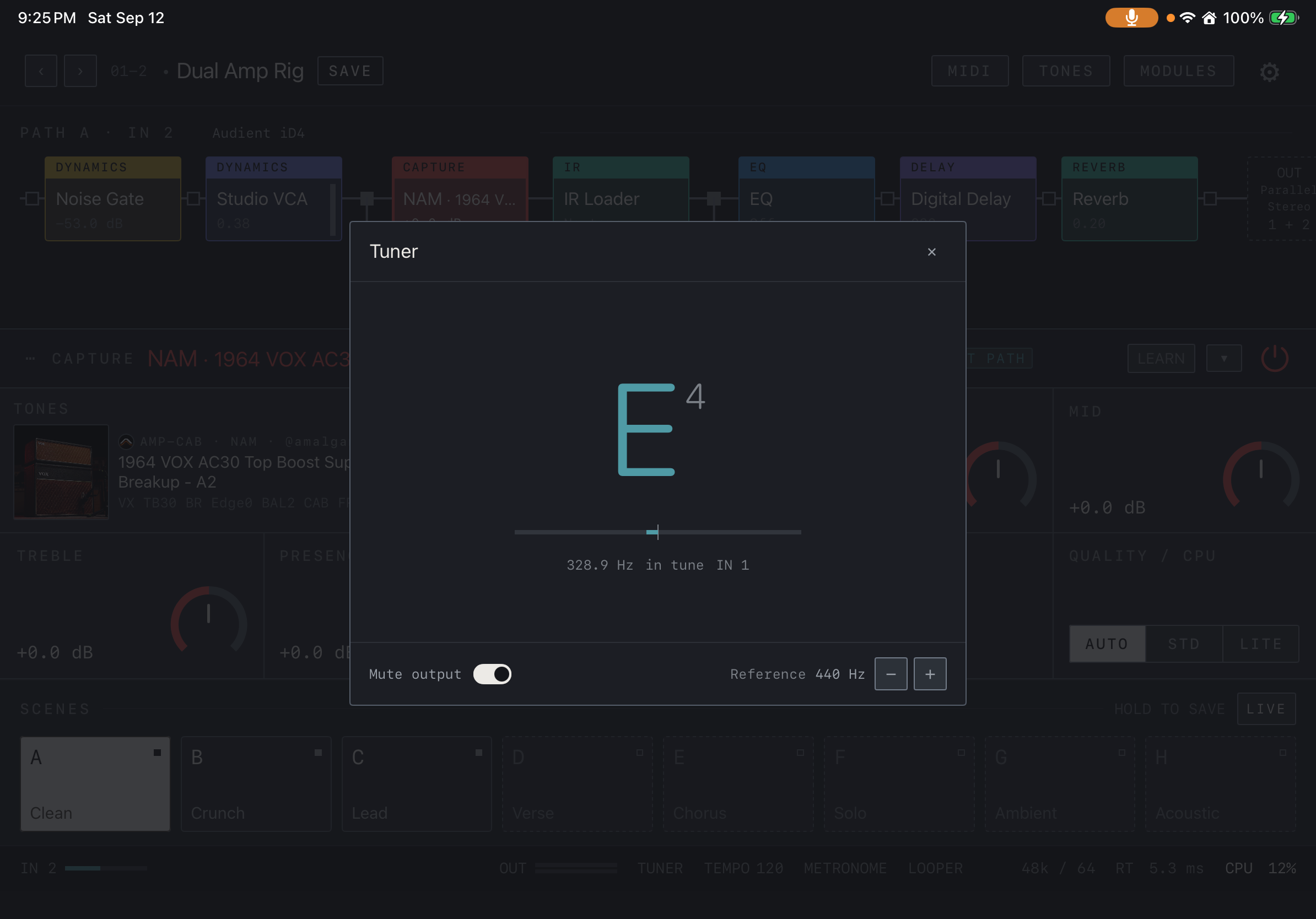 NAM FX — iPad — Tuner · pitch detection