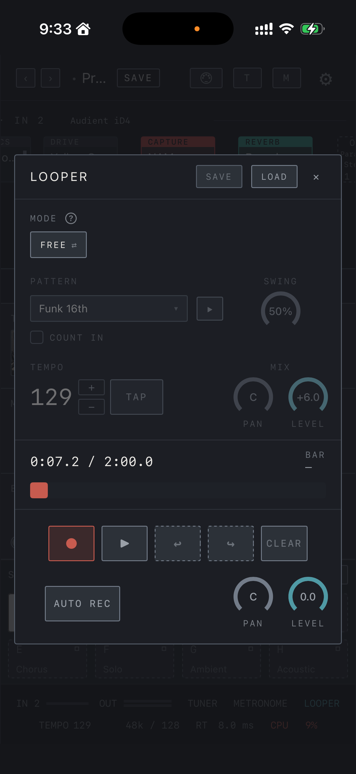 NAM FX — iPhone — Looper · recording and playback