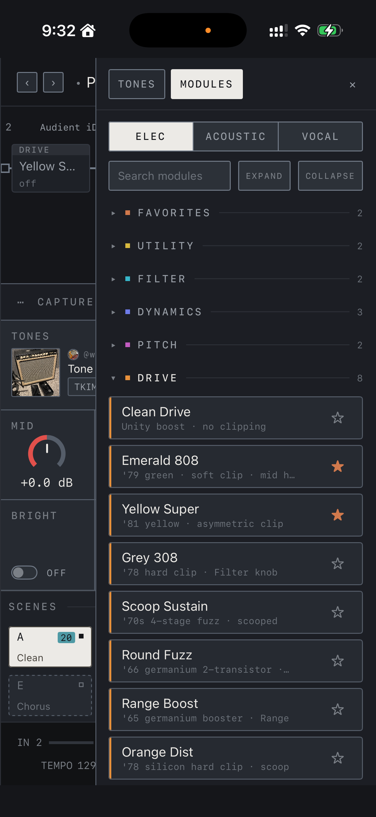 NAM FX — iPhone — MODULES · add effects