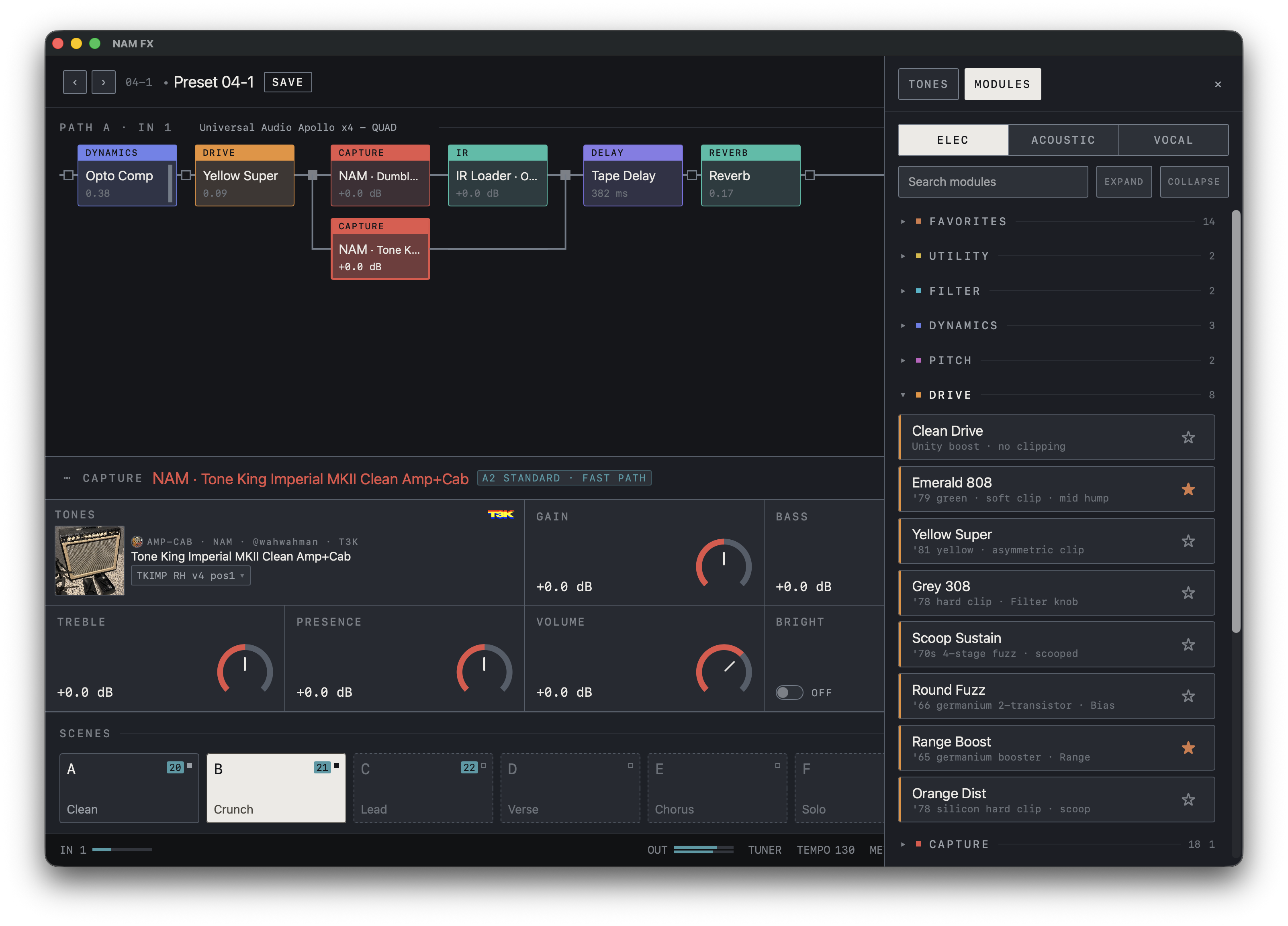 NAM FX — Mac — MODULES · add effects