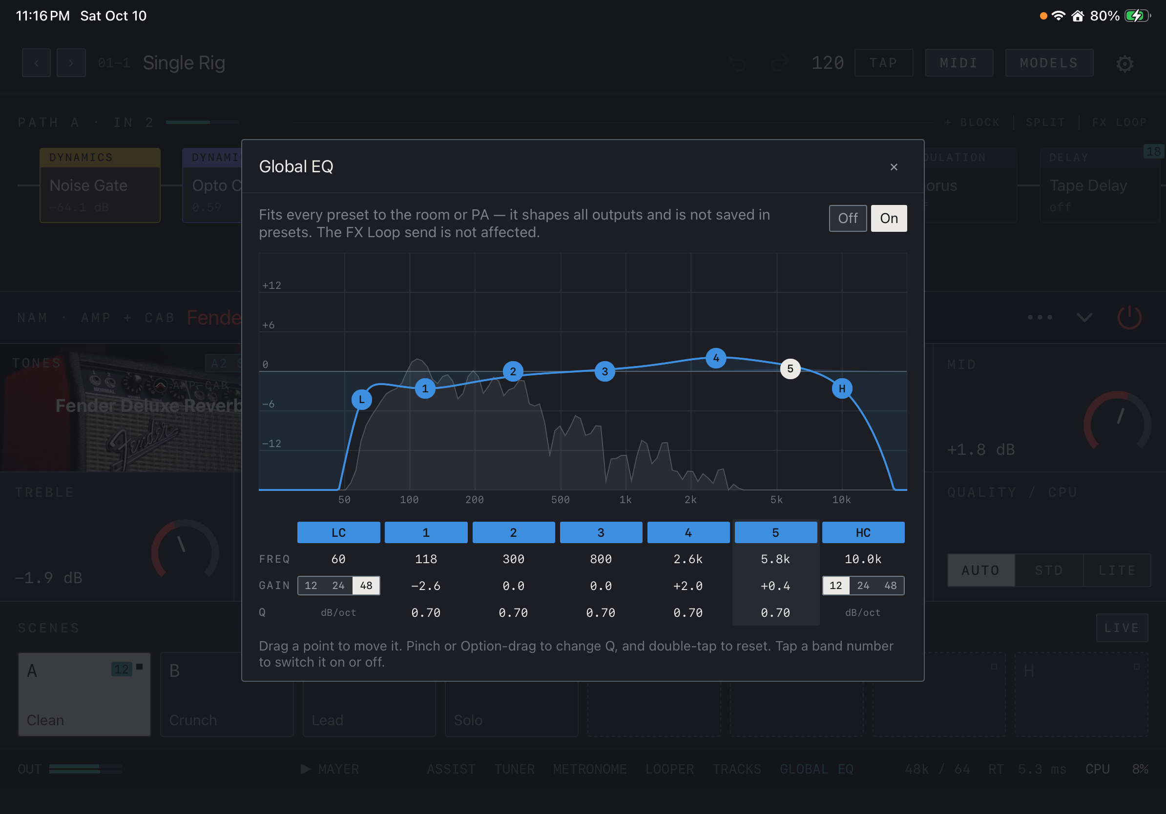 NAM FX on iPad — What Global EQ does