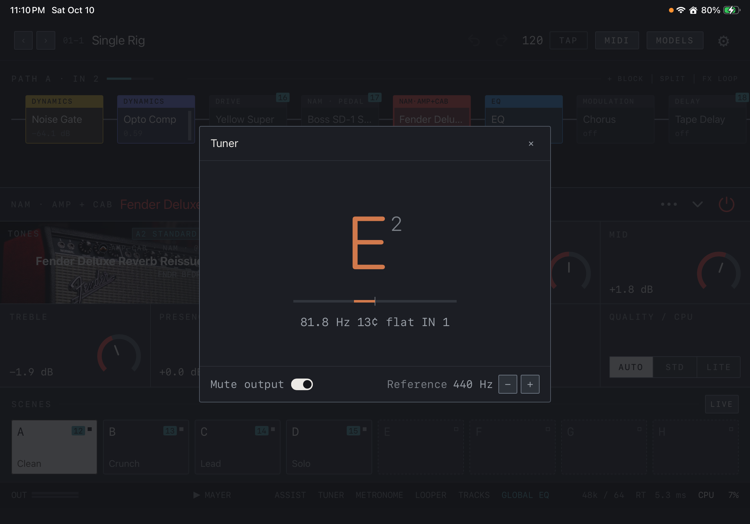NAM FX on iPad — Tuner