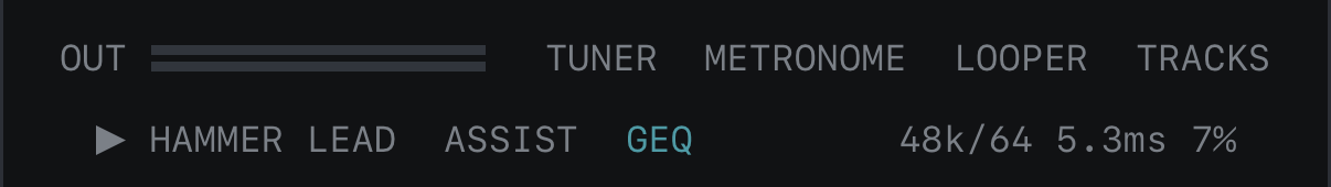 NAM FX on iPhone — Bottom bar