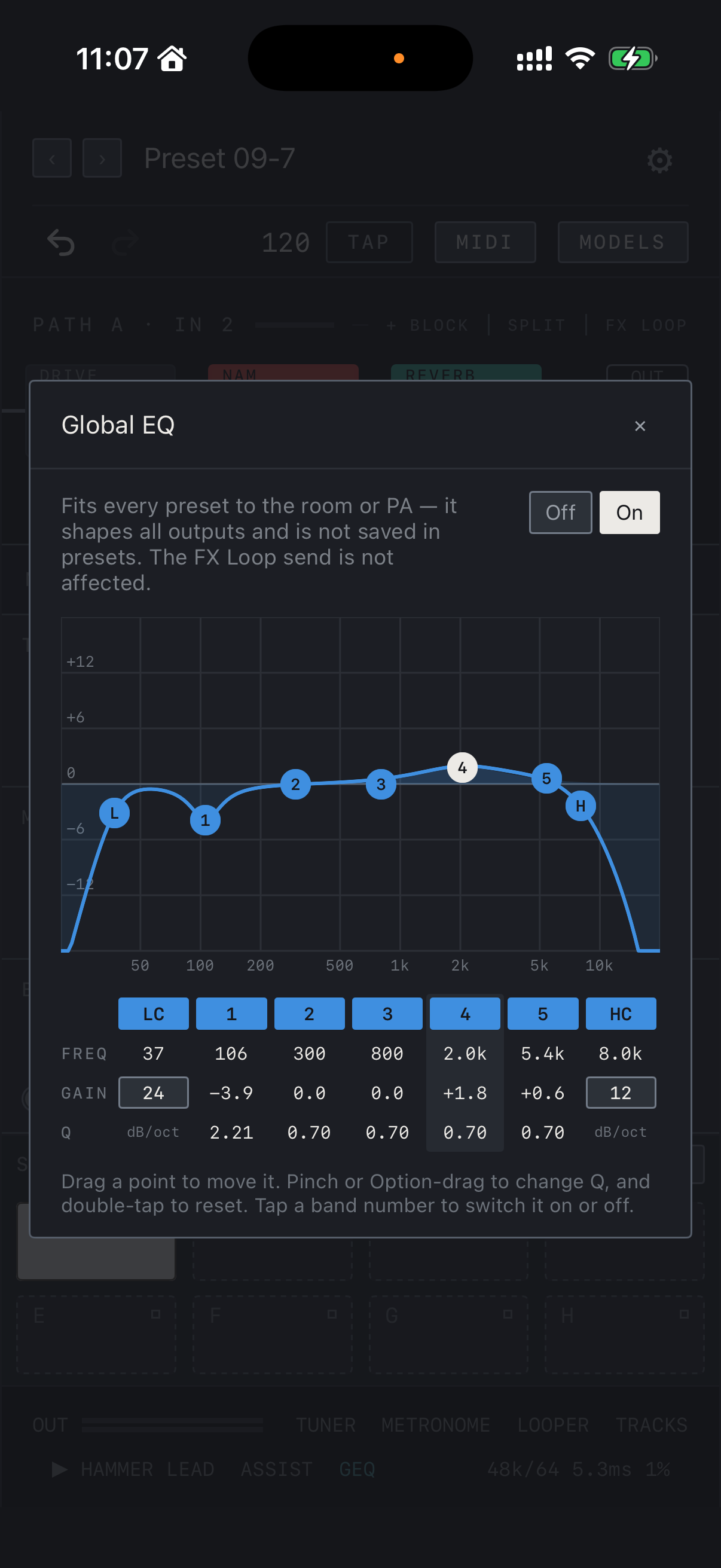 NAM FX on iPhone — What Global EQ does