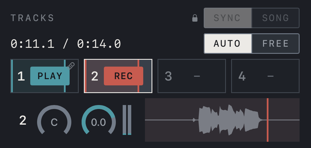 NAM FX on iPhone — Track modes SYNC · SONG