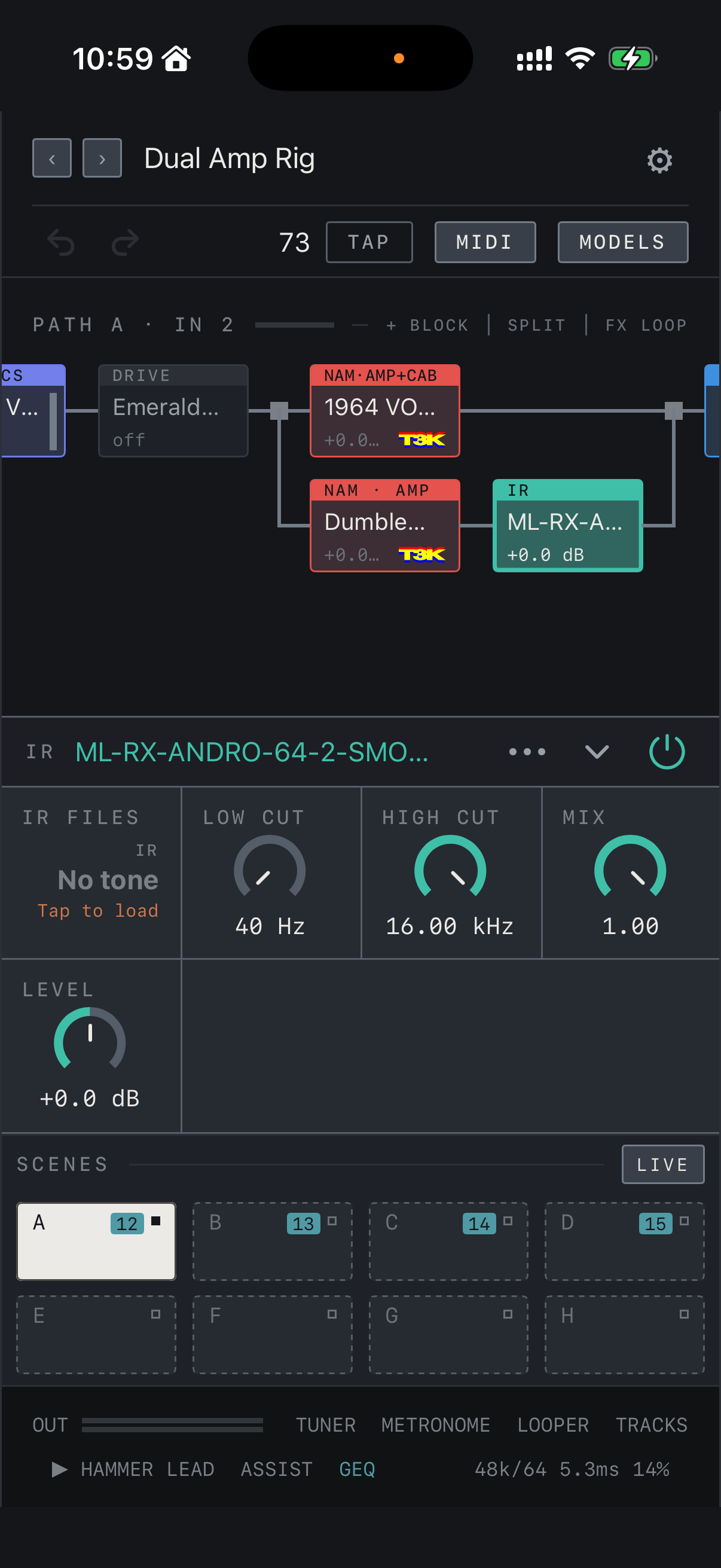 NAM FX on iPhone — Parallel branches and merge