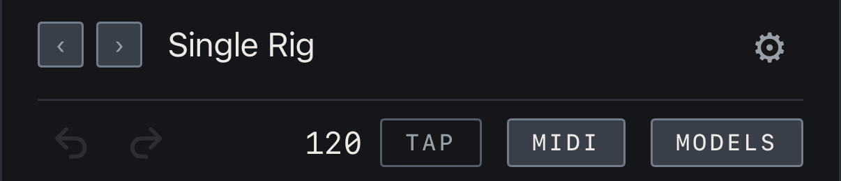 NAM FX on iPhone — Top bar