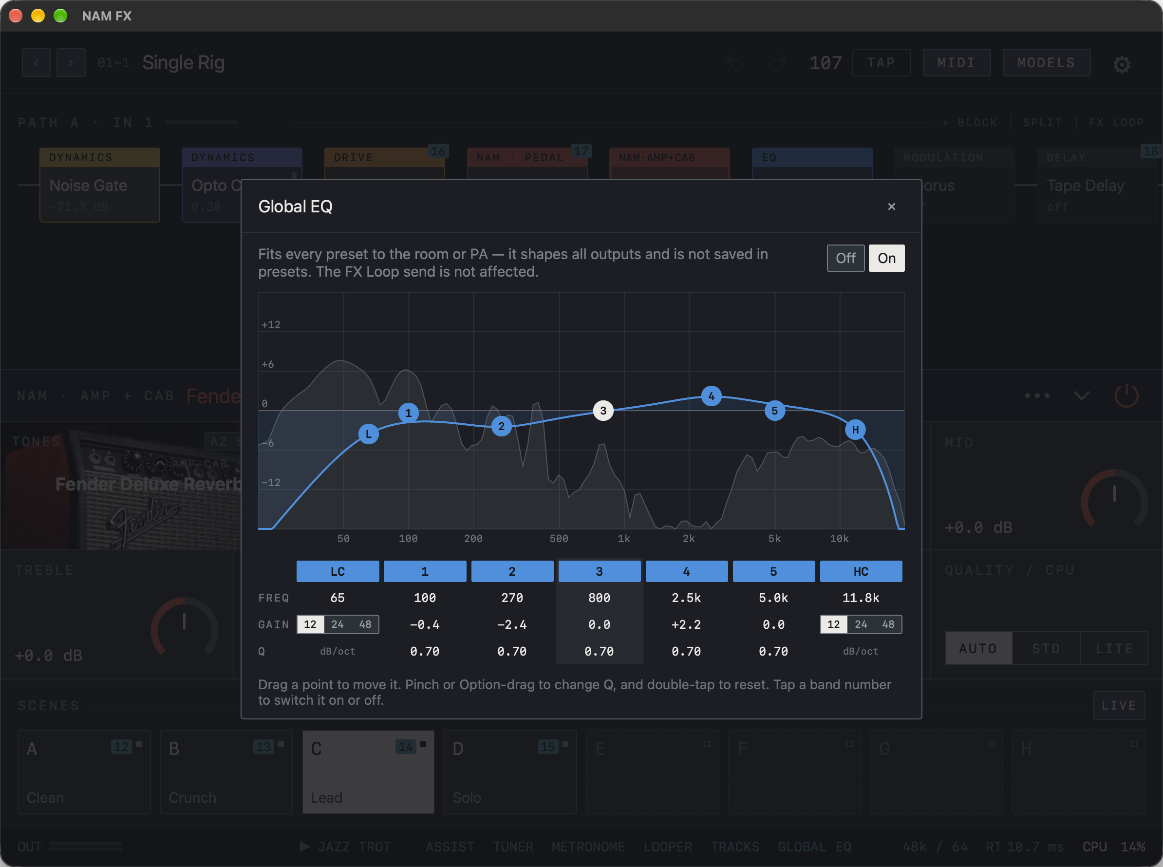 NAM FX on Mac — What Global EQ does