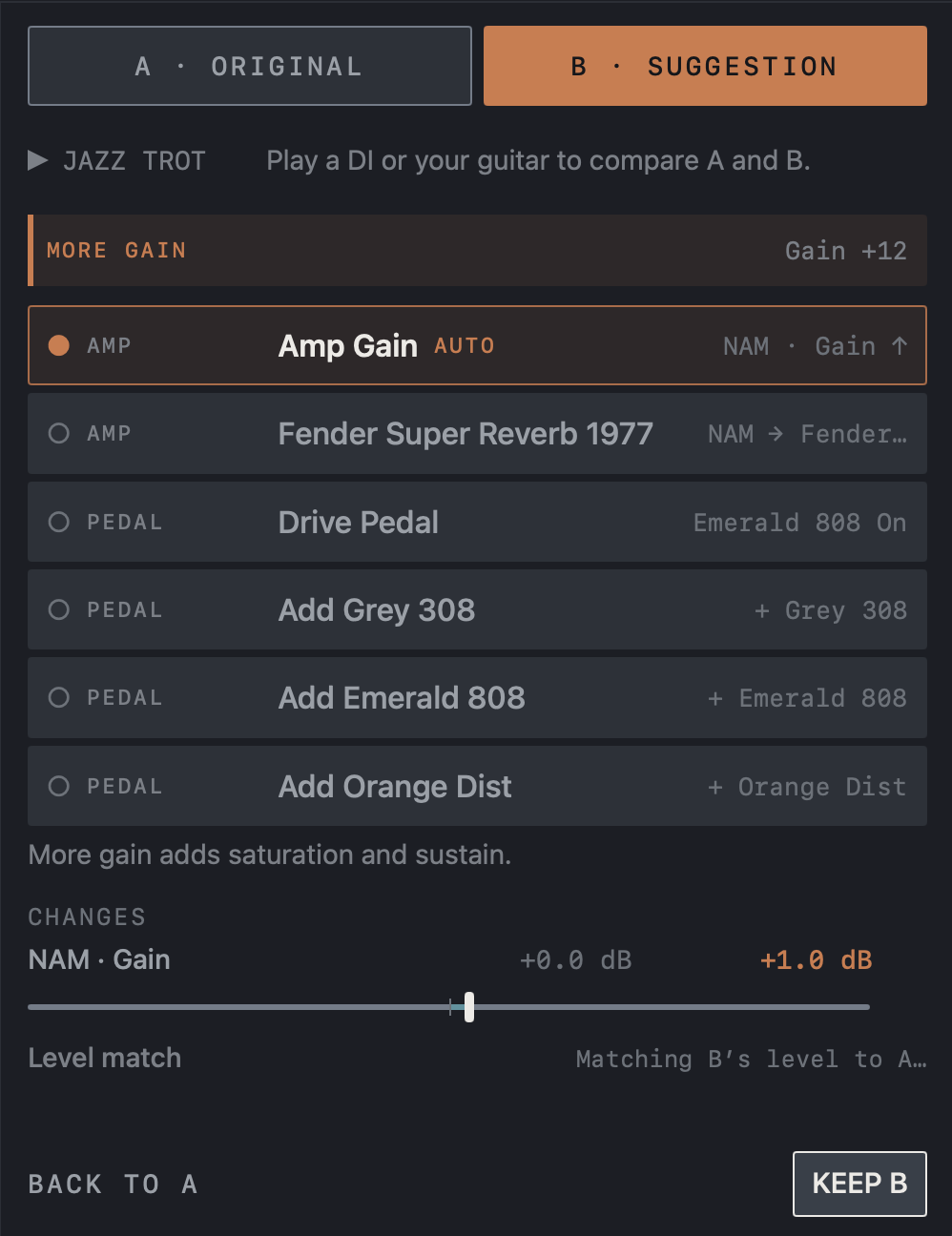 NAM FX on Mac — Compare A/B and keep