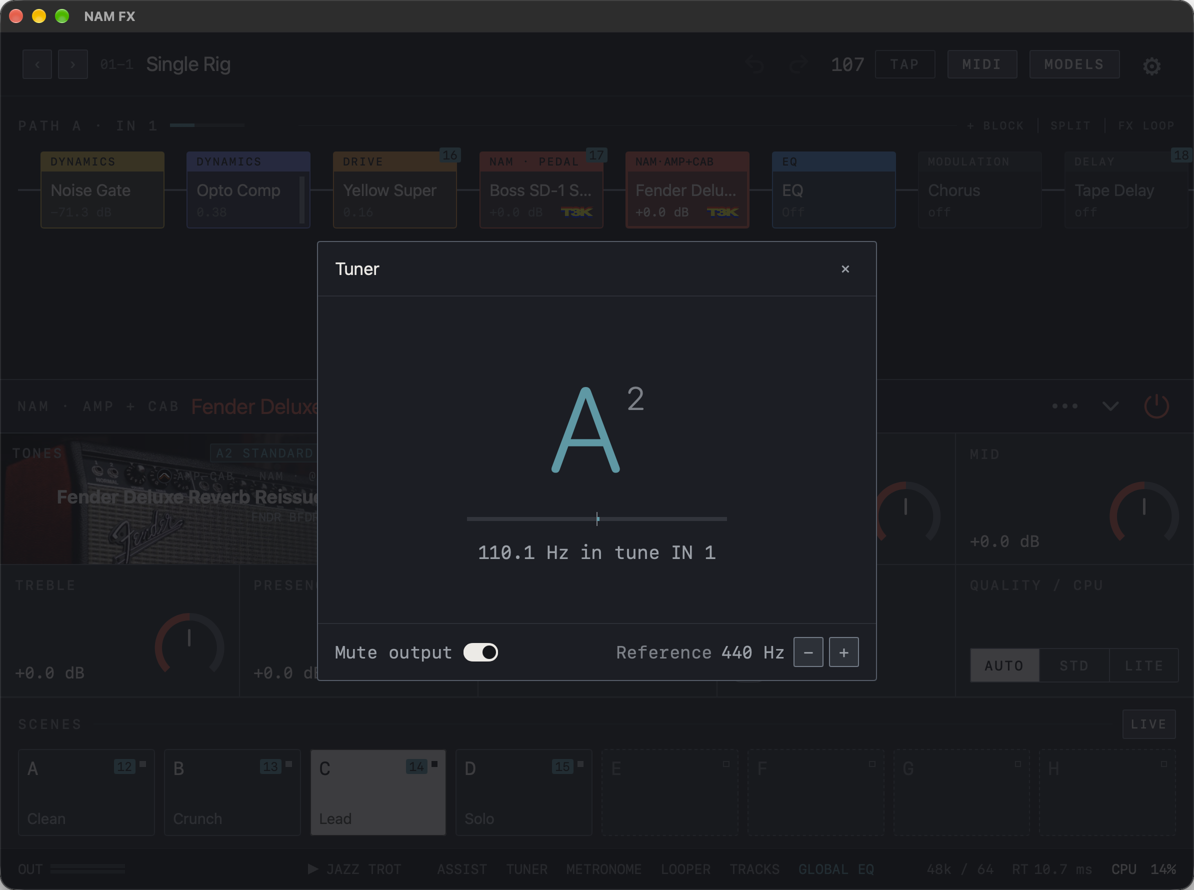 NAM FX on Mac — Tuner