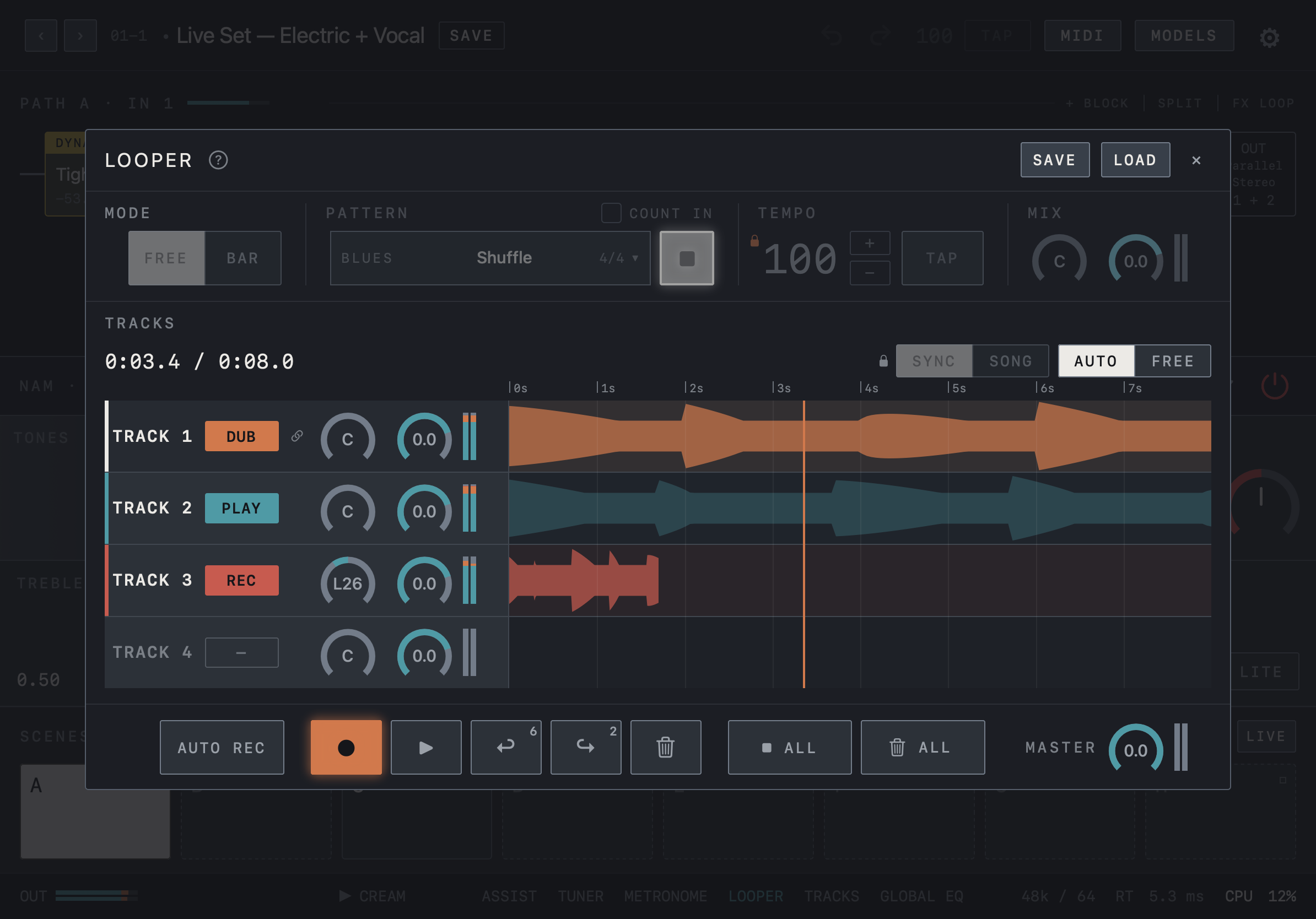 NAM FX — iPad — Looper with a drum pattern