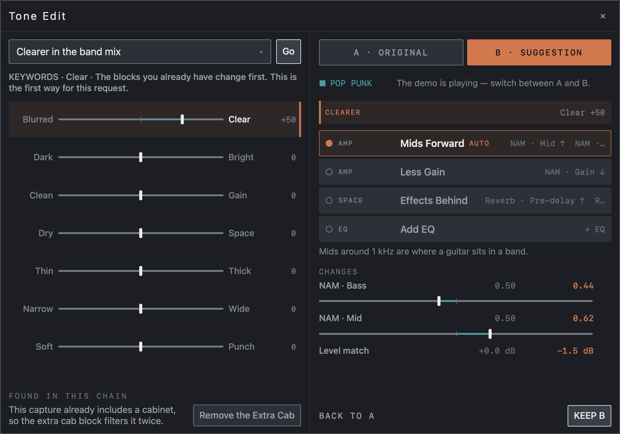 NAM FX on iPad — Change a tone with Tone Edit