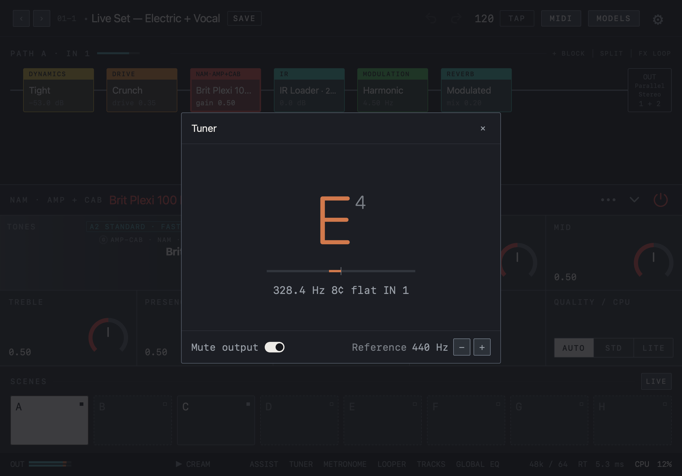 NAM FX — iPad — Tuner