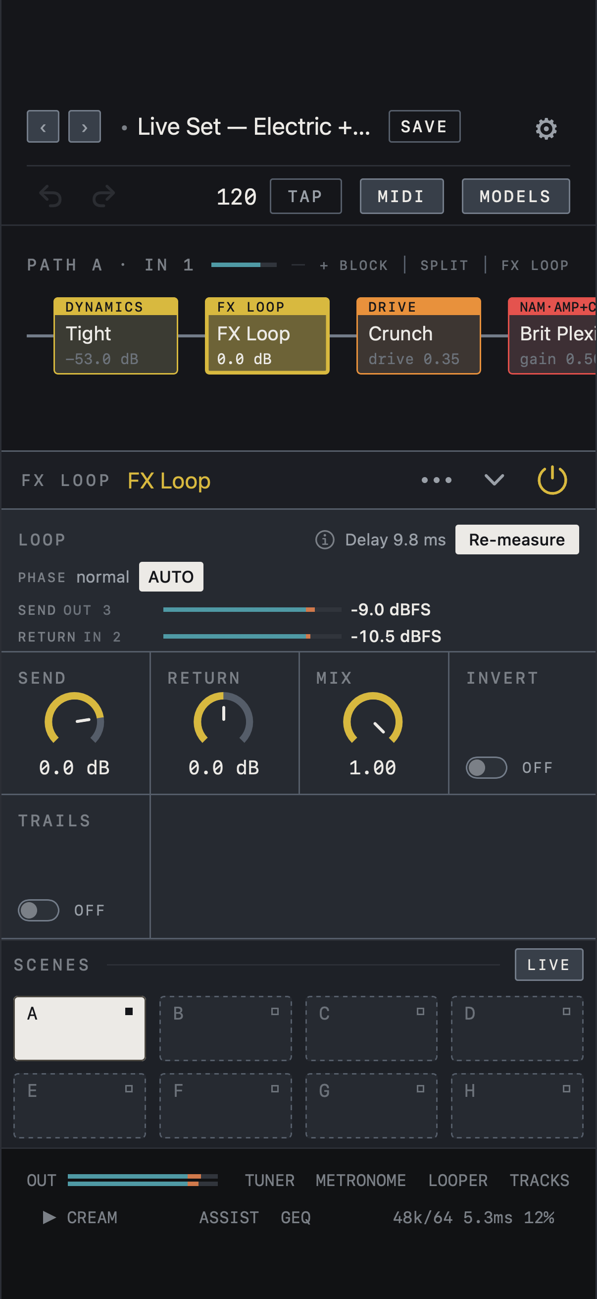 NAM FX on iPhone — The FX Loop block