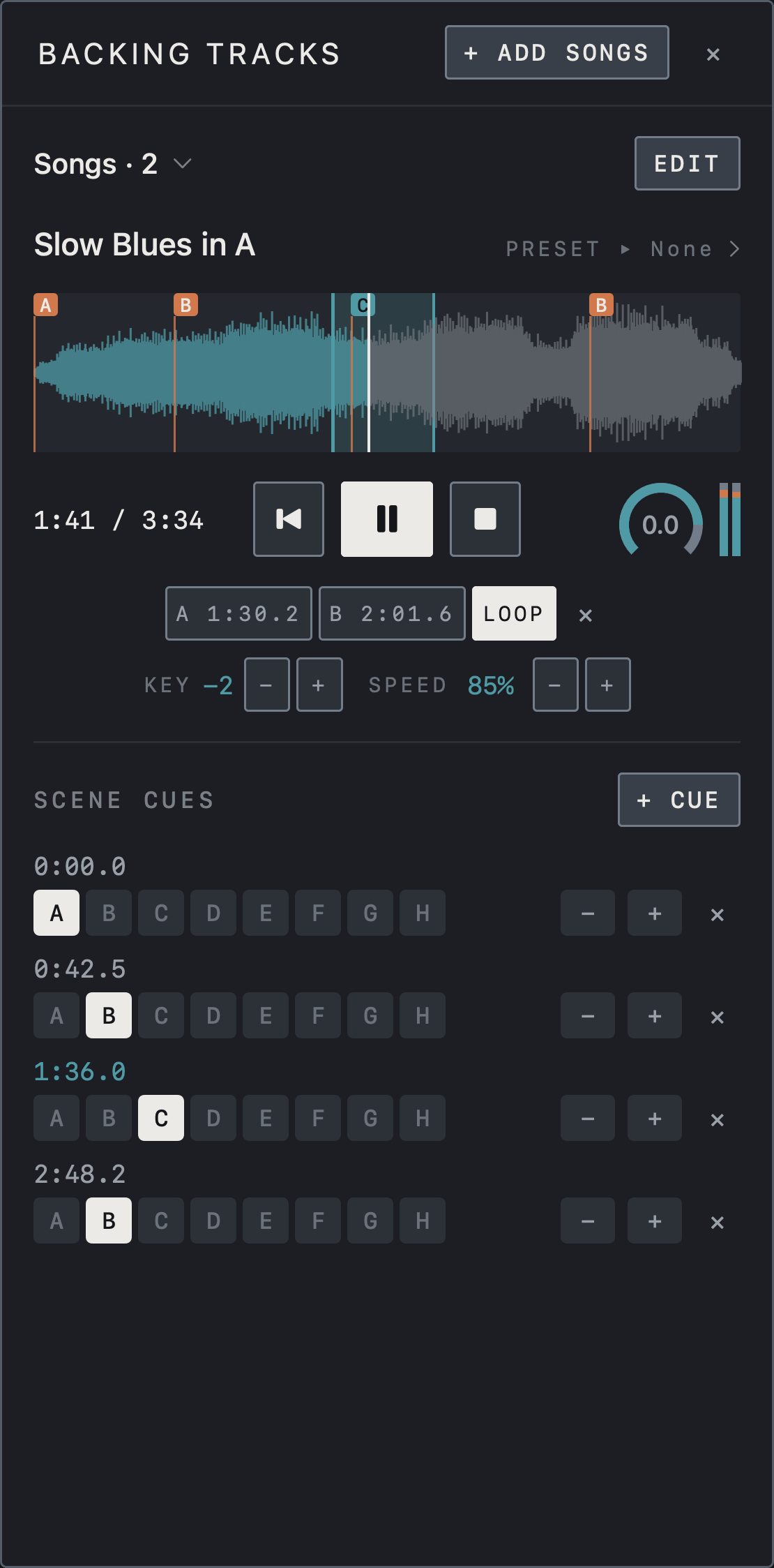 NAM FX on iPhone — Add songs and play