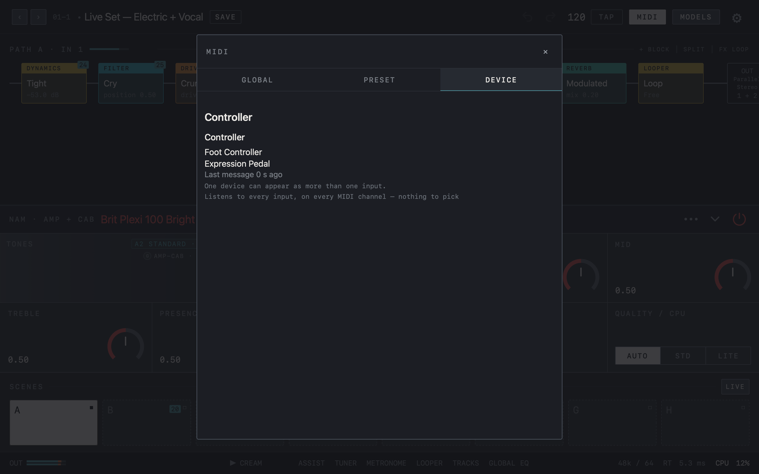 NAM FX — Mac — MIDI · Device