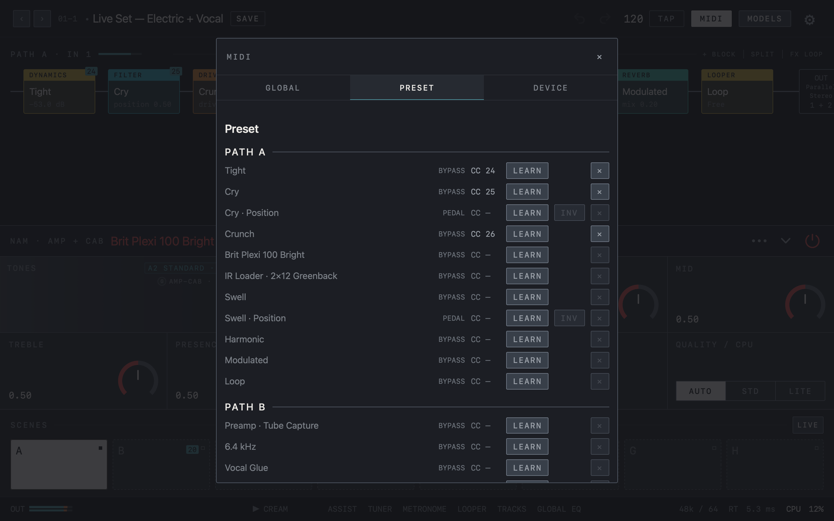 NAM FX — Mac — MIDI · Preset