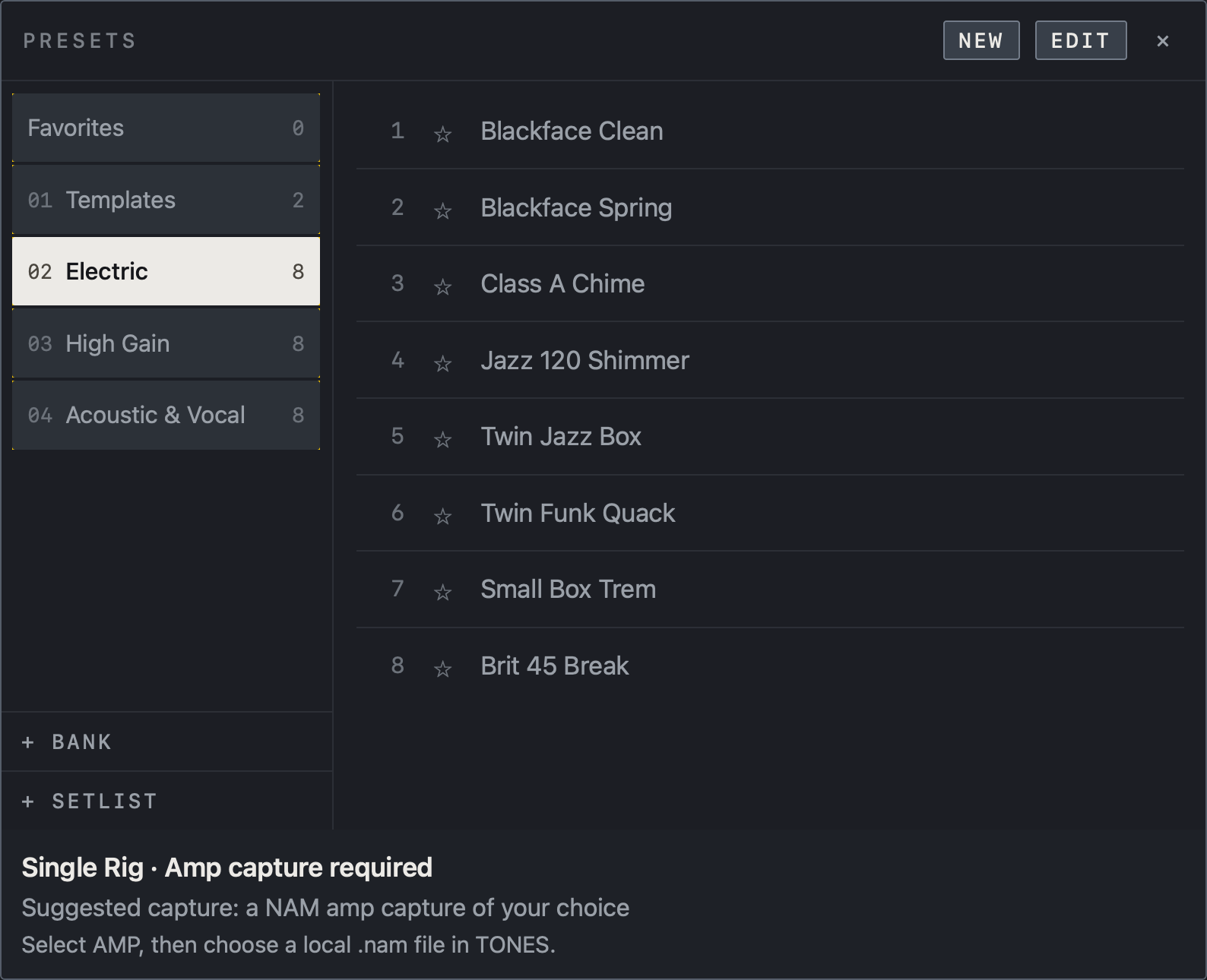 NAM FX on Mac — Save a preset