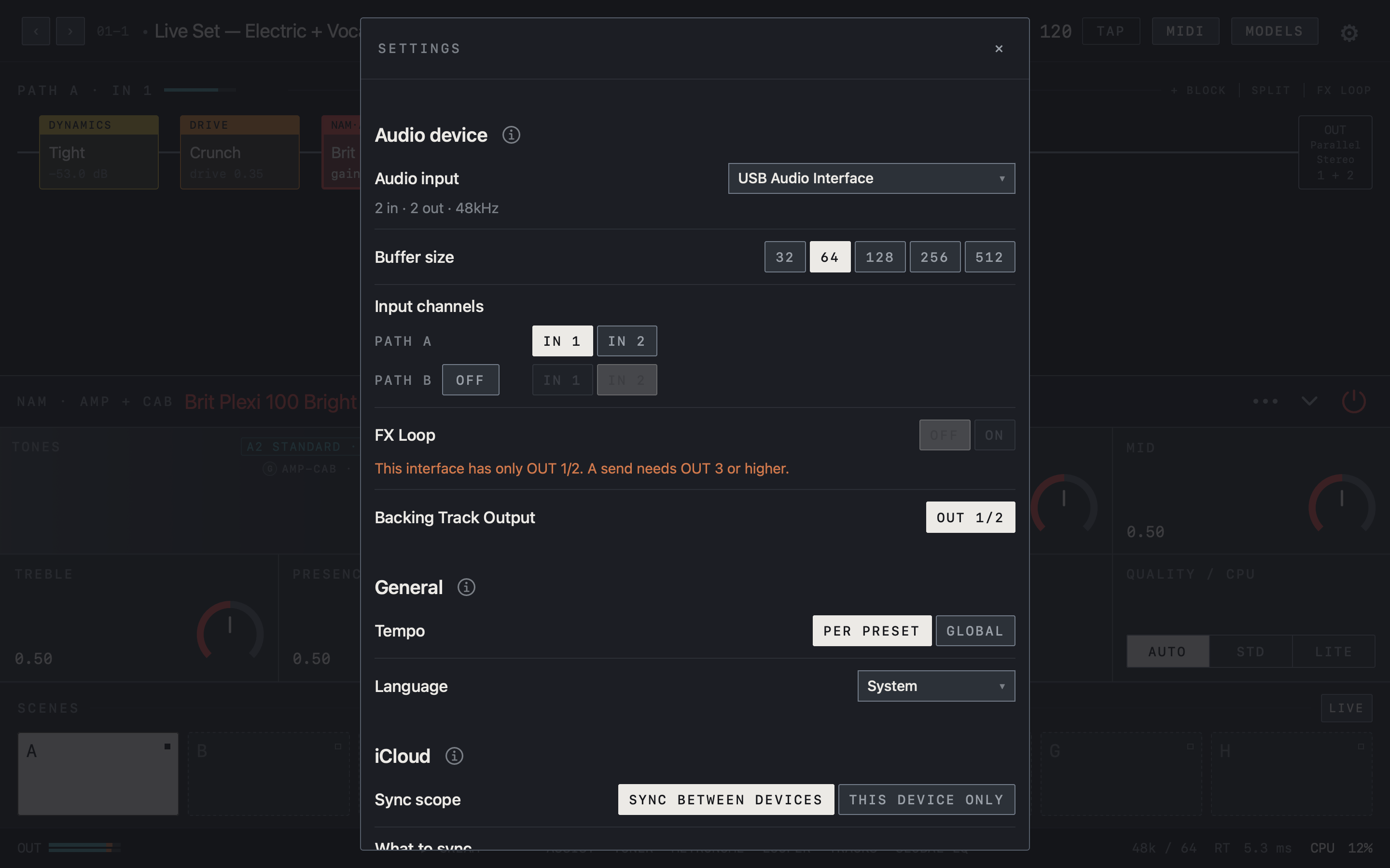 NAM FX — Mac — Settings