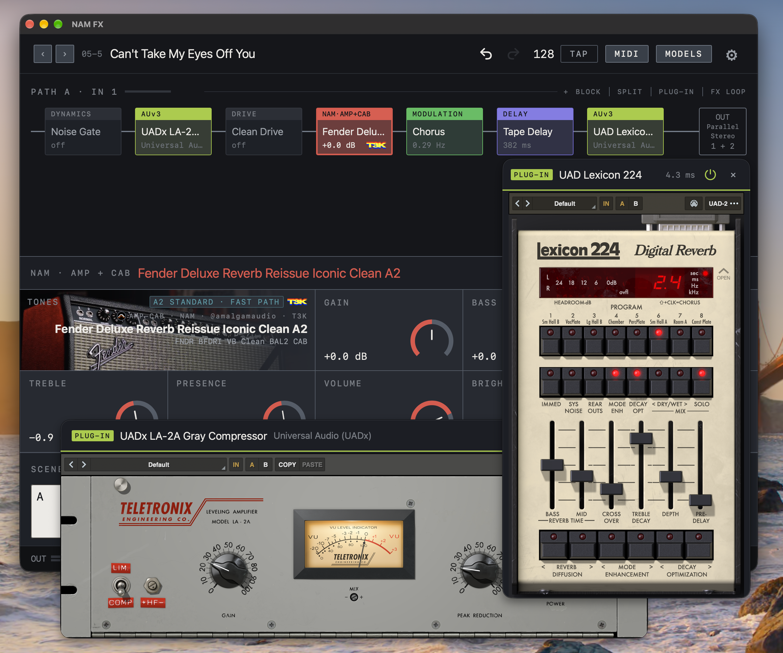 NAM FX — Mac — AUv3 호스팅 (UADx LA-2A · UAD Lexicon 224)