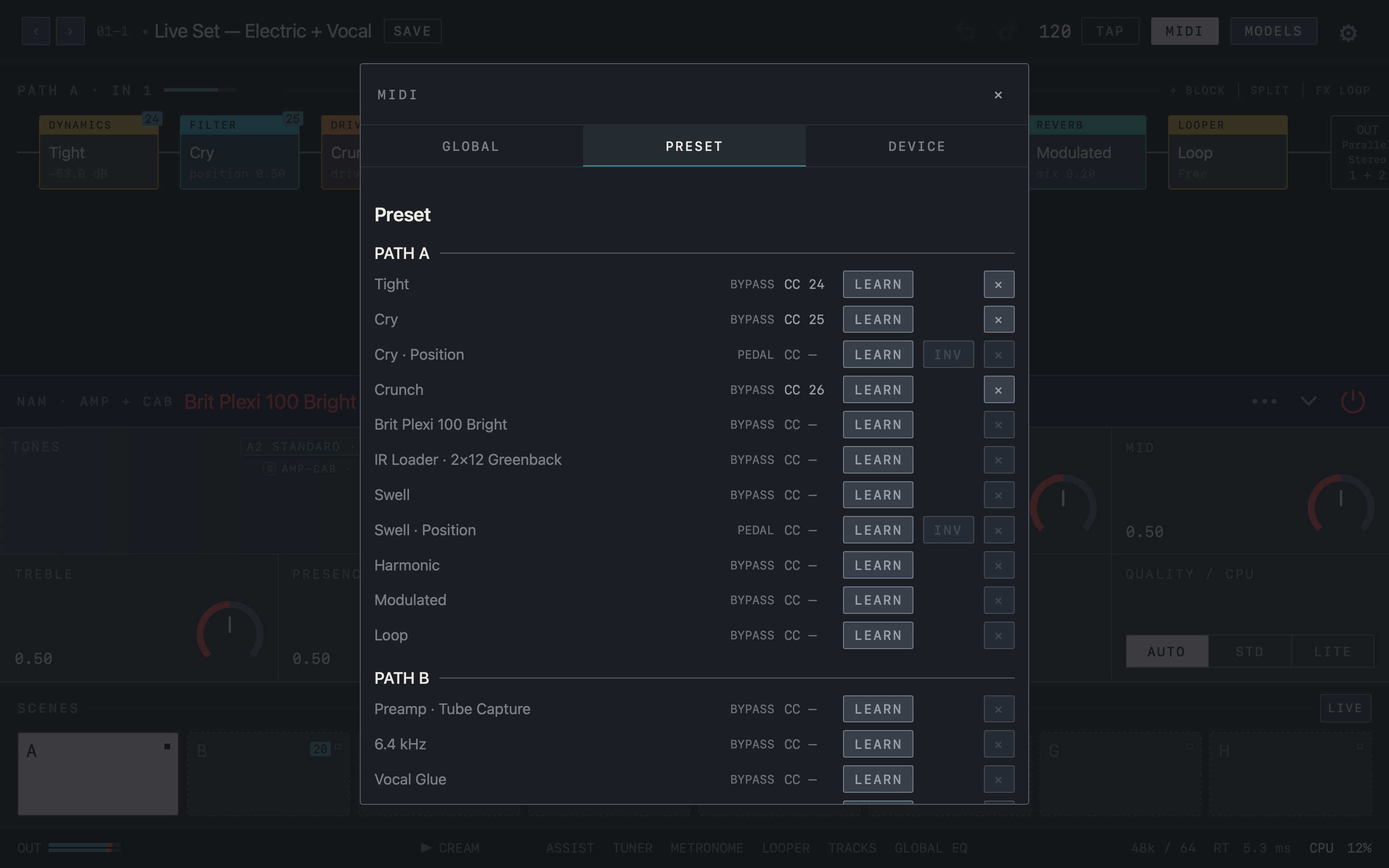 NAM FX — Mac — MIDI · Preset